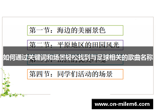 如何通过关键词和场景轻松找到与足球相关的歌曲名称